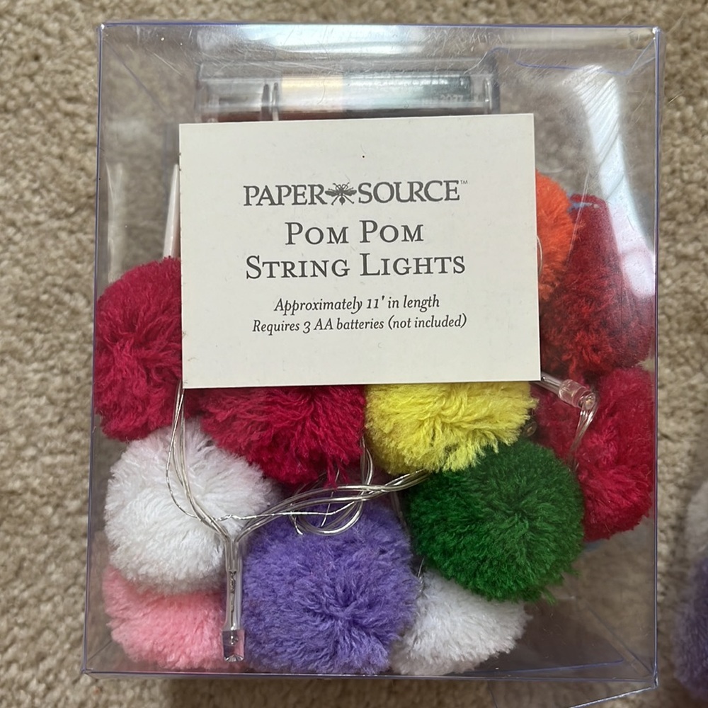 two paper source pom pom string lights- unopened!